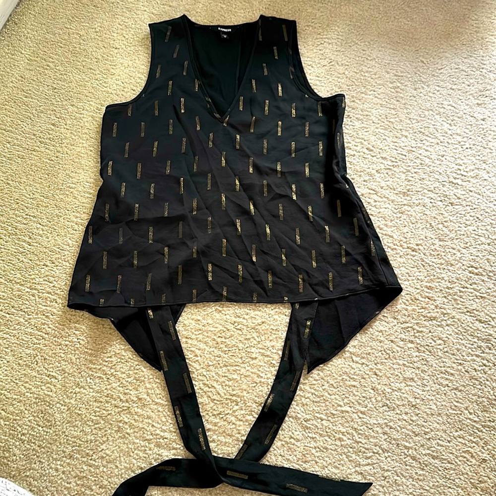 Express Line Printed open back black tank XS